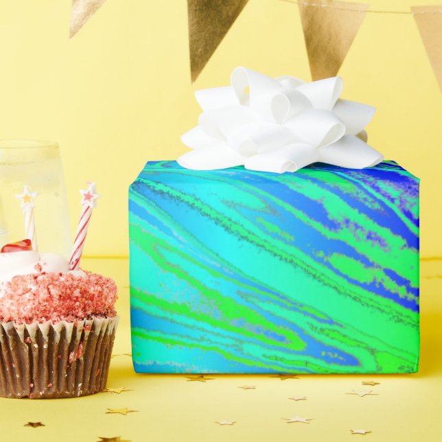 Fluid Rainbow Abstract Paint Splatters Wrapping Paper (Birthday Party)