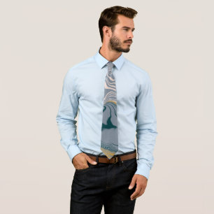 Fluid Swirl Marble Blue and Grey Neck Tie