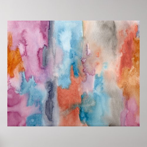 Fluid Watercolor Abstract Art Poster