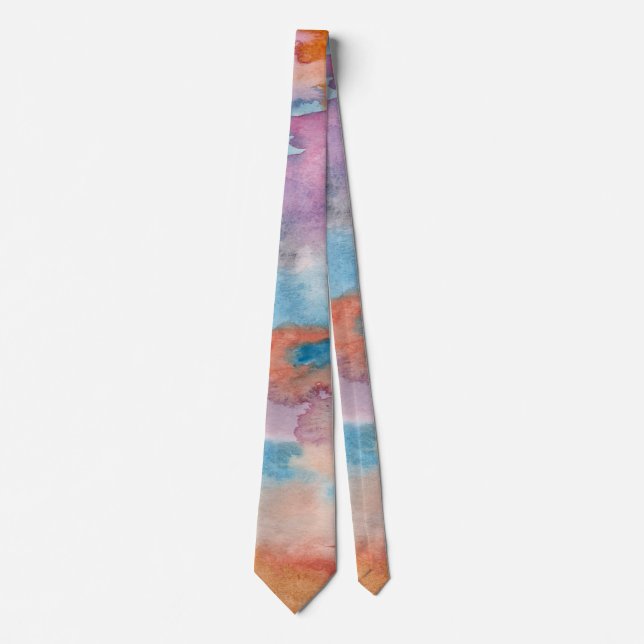 Fluid Watercolor Abstract Neck Tie (Front)