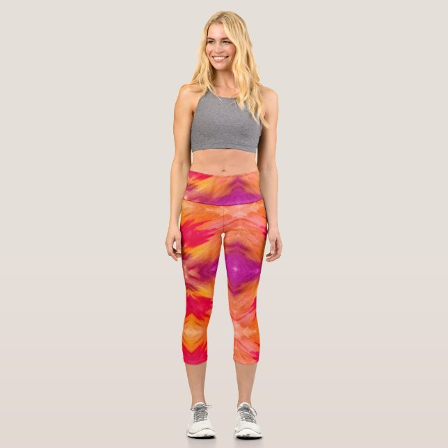 Fluid Watercolor Penciling Art Leggings (Front)