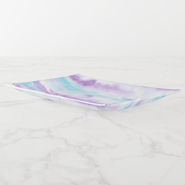 Fluid Watercolors Background Trinket Tray (Angled)