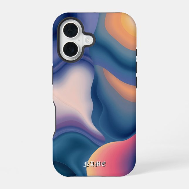 Fluid Wave Sunset Abstract Iphone Case (Back)