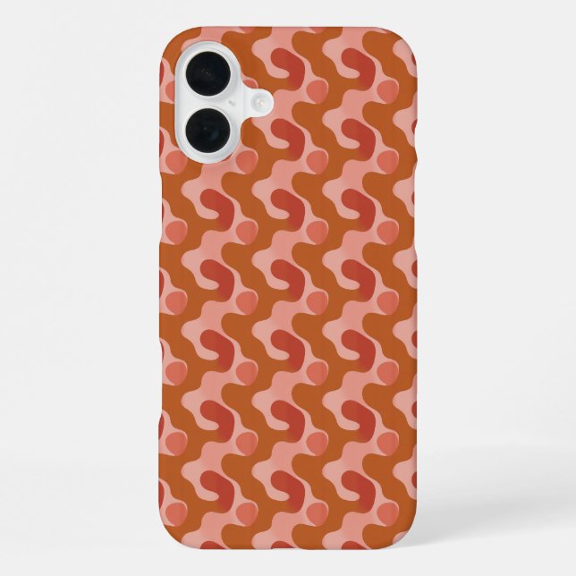 Fluid Waves in Orange & Pink Iphone Case (Back)