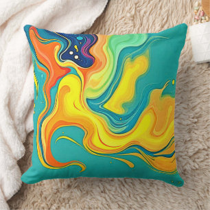 Fluidity of Joy: Abstract Waves Throw Pillow