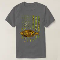 Fluke Fishing Flounder Fish American Flag Camouflage T-Shirt