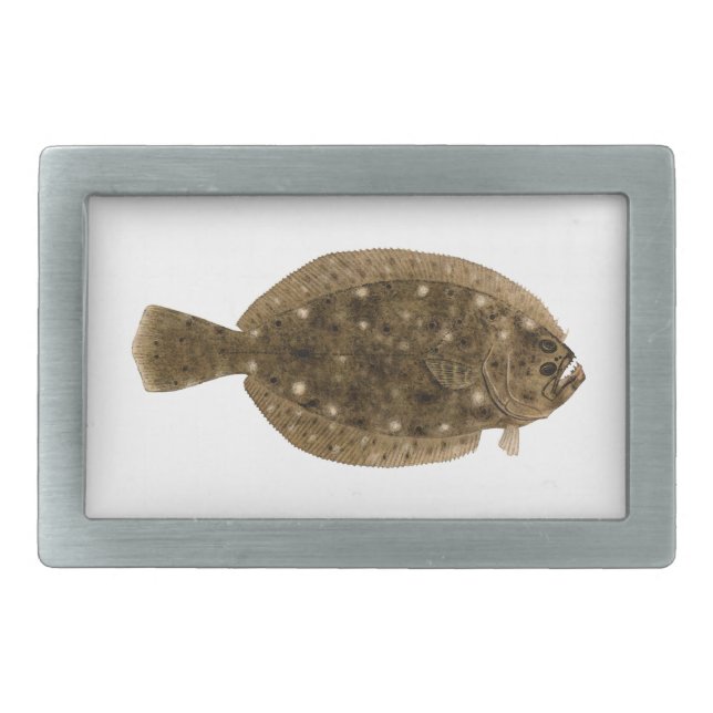 Fluke - Summer Flounder Rectangular Belt Buckle (Front)