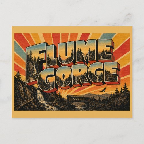 Flume Gorge New Hampshire Granite Waterfall Forest Postcard