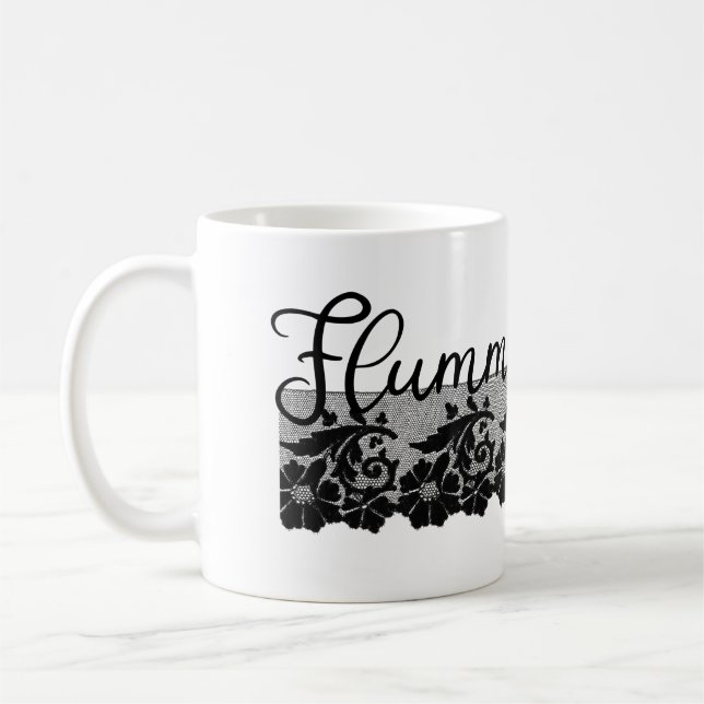 Flummadiddle - 19th Century Slang and Black Lace Coffee Mug (Left)