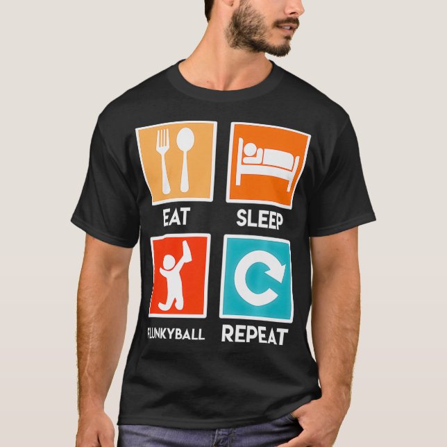 Flunky Ball drinking game Flunkyball Eat Sleep Rep T-Shirt (Front)
