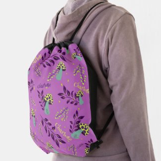 Fluo Yellow Lilac Custom Name Mushrooms Artwork