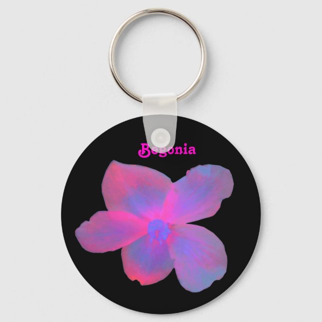 Fluorescent Begonia Customizable Keychain (Front)