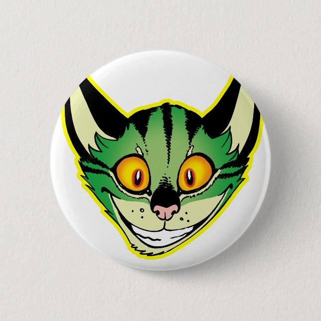 Fluorescent Cartoon Cat Button Badge (Front)