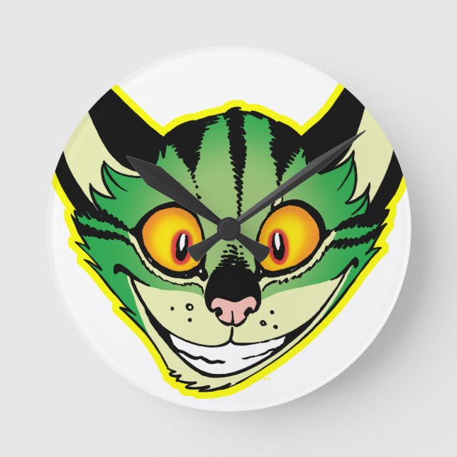 Fluorescent Cartoon Cat Wall Clock (Front)