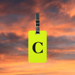 Fluorescent Chartreuse Yellow Neon Monogram Name Luggage Tag<br><div class="desc">Monogrammed initial and also personal details like name,  address,  phone number and email all of which you can edit. Designed with attractive solid neon yellow color background,  you can change the color if you wish. Cool travel gift idea for him or her.</div>