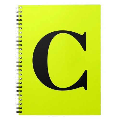 Fluorescent Chartreuse Yellow Neon Monogram Name Notebook