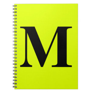 Fluorescent Chartreuse Yellow Neon Monograms Gift Notebook