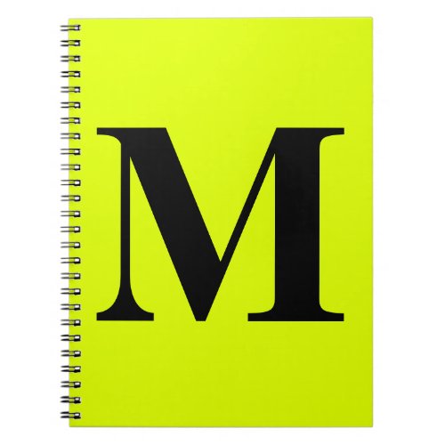 Fluorescent Chartreuse Yellow Neon Monograms Gift Notebook