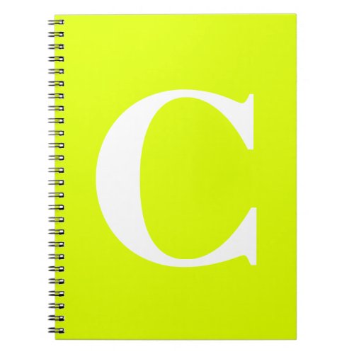 Fluorescent Chartreuse Yellow Neon Name Monogram Notebook