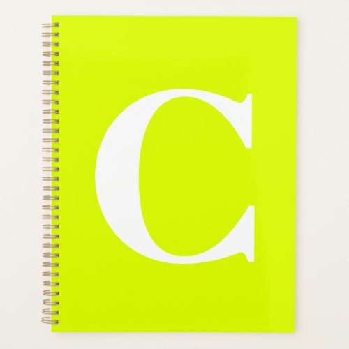 Fluorescent Chartreuse Yellow Neon Name Monogram Planner