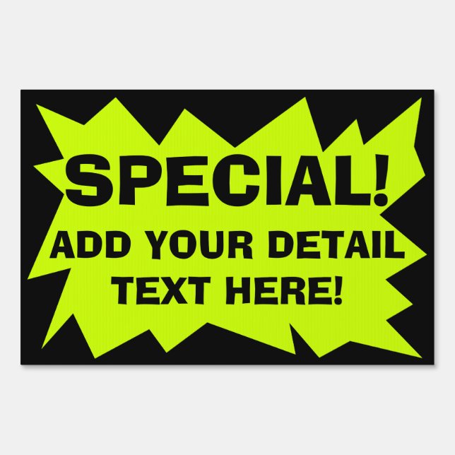 Fluorescent Custom Advertisement Sign, Chartreuse Sign (Front)