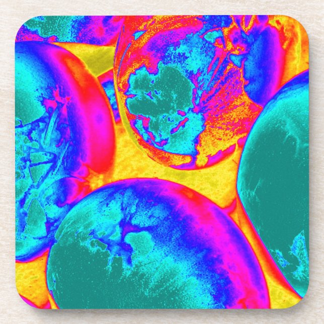 fluorescent eggs beverage coaster (Front)