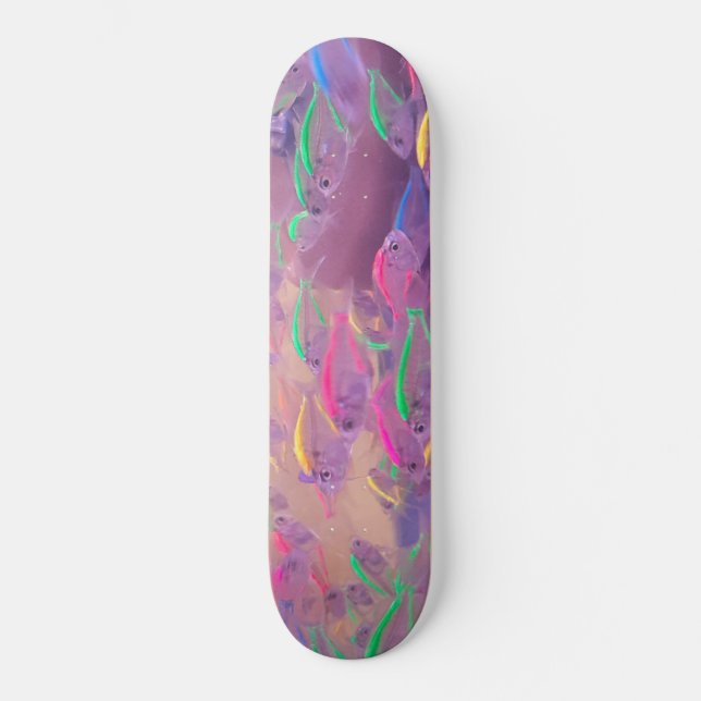 Fluorescent fish in the sea  skateboard (Front)