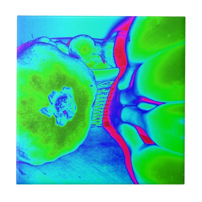 fluorescent fruit green ceramic tile (Front)