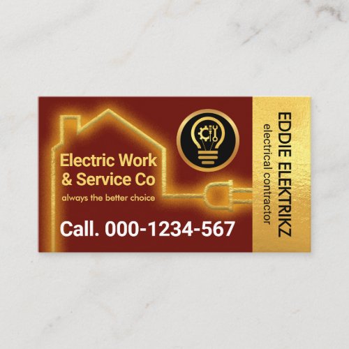 Fluorescent Gold Electric Home Wiring Business Card