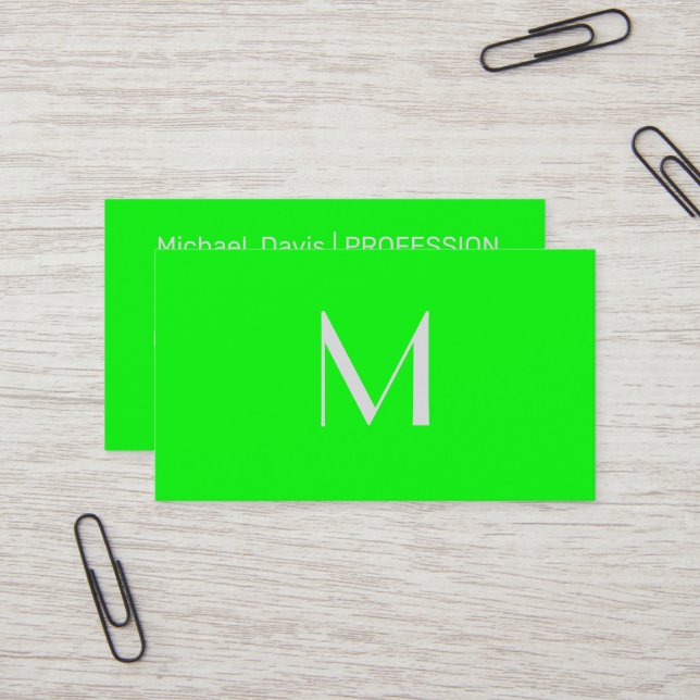 fluorescent green - add monogram business card (Front/Back In Situ)