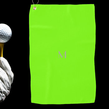 Fluorescent Green - Add Monogram Golf Towel by almawad at Zazzle