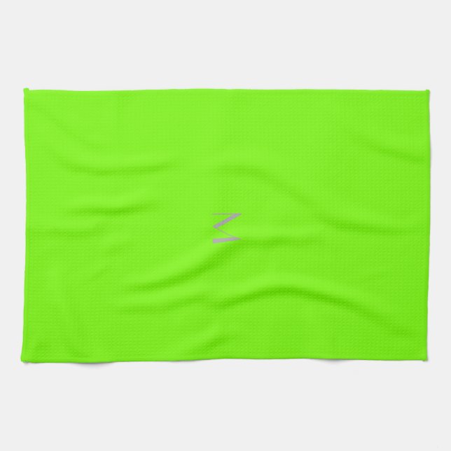 fluorescent green - add monogram kitchen towel (Horizontal)