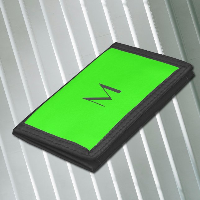 fluorescent green - add monogram trifold wallet (Creator Uploaded)