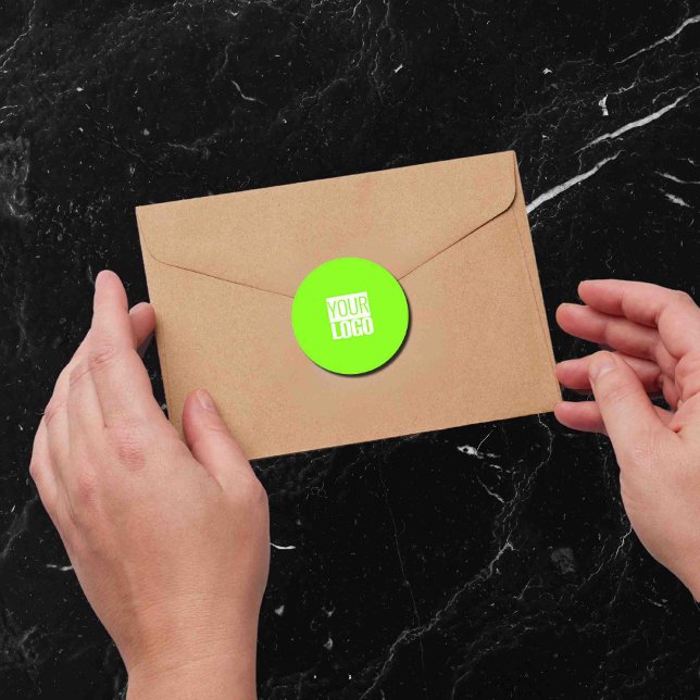 fluorescent green - add your  logo  classic round sticker (Creator Uploaded)