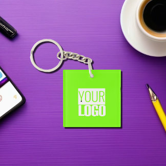 fluorescent green - add your logo keychain
