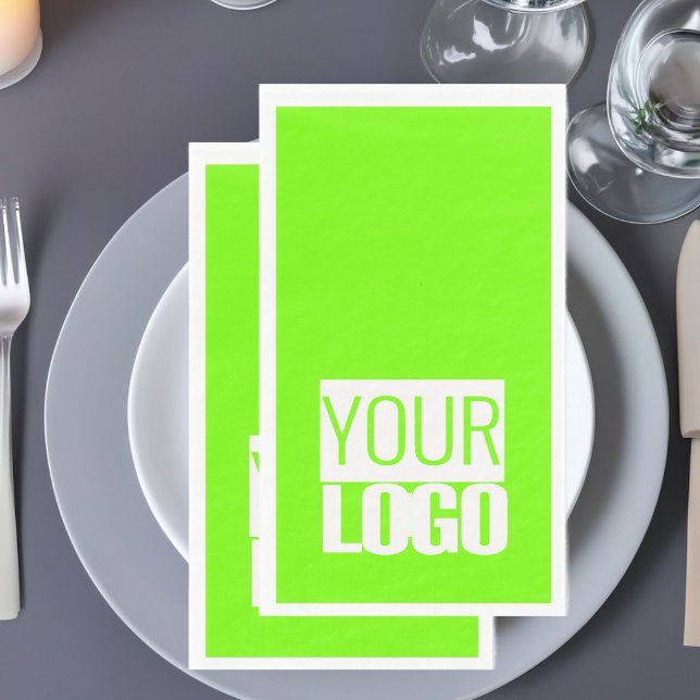fluorescent green - add your  logo  napkins (Creator Uploaded)