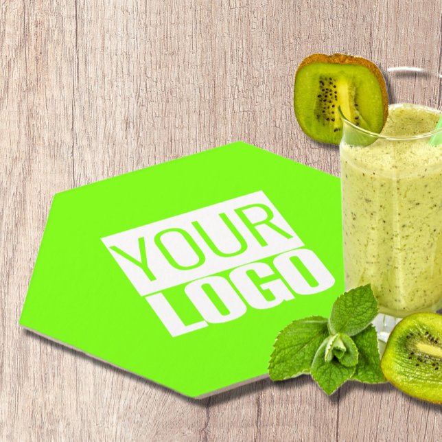 fluorescent green - add your  logo  paper coaster (Creator Uploaded)