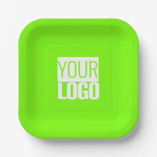 fluorescent green - add your logo paper plates