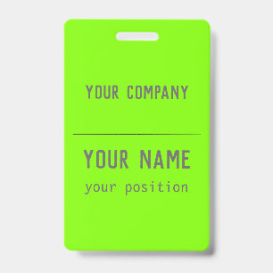 fluorescent green- bold lettering - QR  code Badge