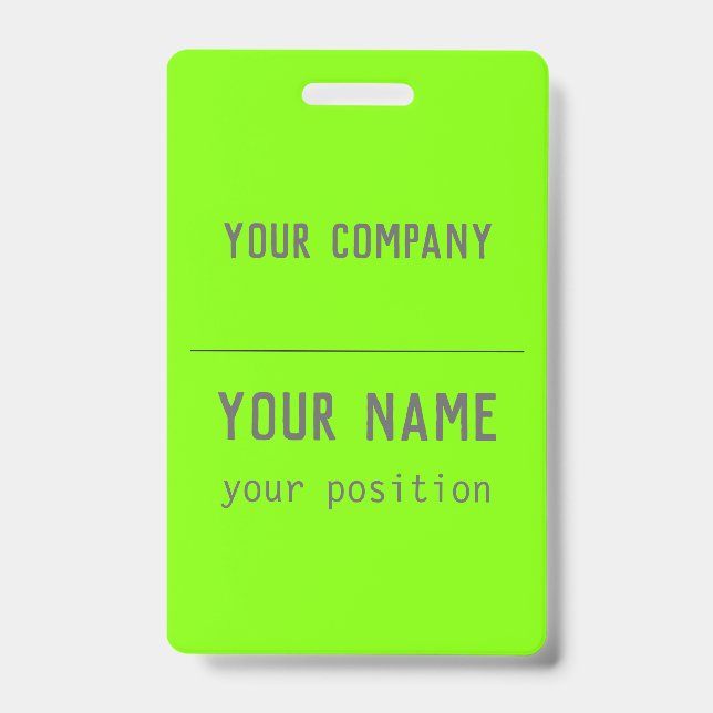 fluorescent green- bold lettering - QR  code Badge (Front)