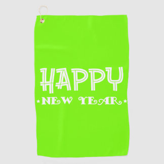 fluorescent green - Happy New Year Golf Towel