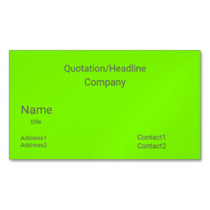 fluorescent green minimalist business card magnet
