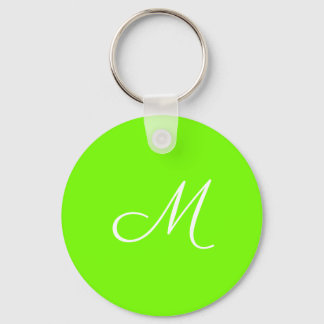 fluorescent green - monogrammed keychain
