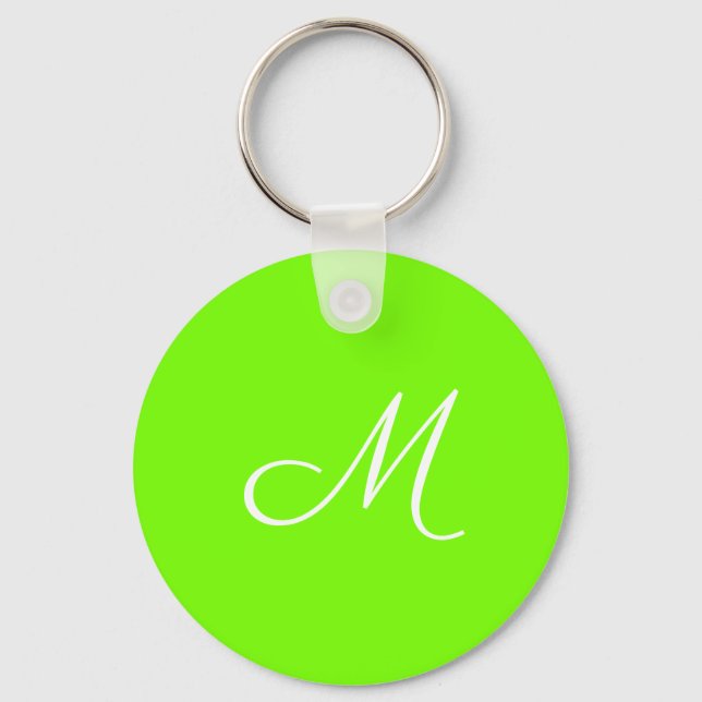 fluorescent green  -  monogrammed keychain (Front)