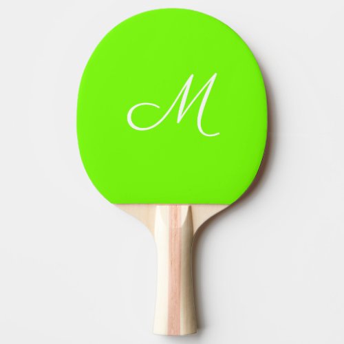 fluorescent green  _  monogrammed  ping pong paddle