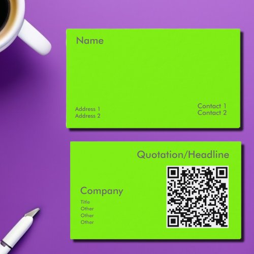 fluorescent green _QR code  Business Card