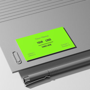 fluorescent green - solid color - add logo business card