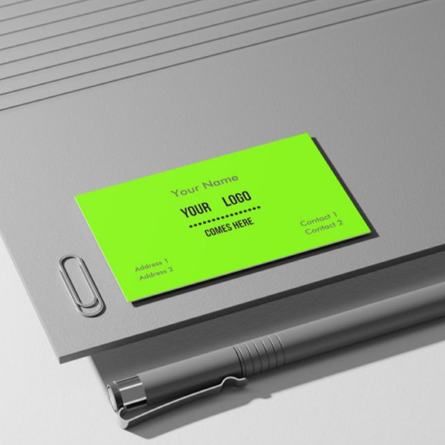 fluorescent green - solid color - add logo business card (Creator Uploaded)