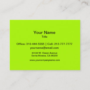 Fluorescent Green Solid Color Business Card