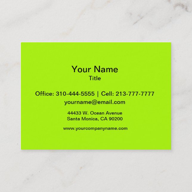 Fluorescent Green Solid Color Business Card (Back)